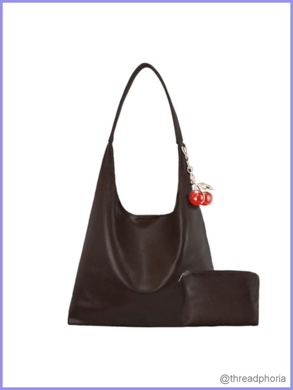Vegan Hobo Bag Cherry Leather Shoulder Purse Slouchy Designer Crossbody Tote